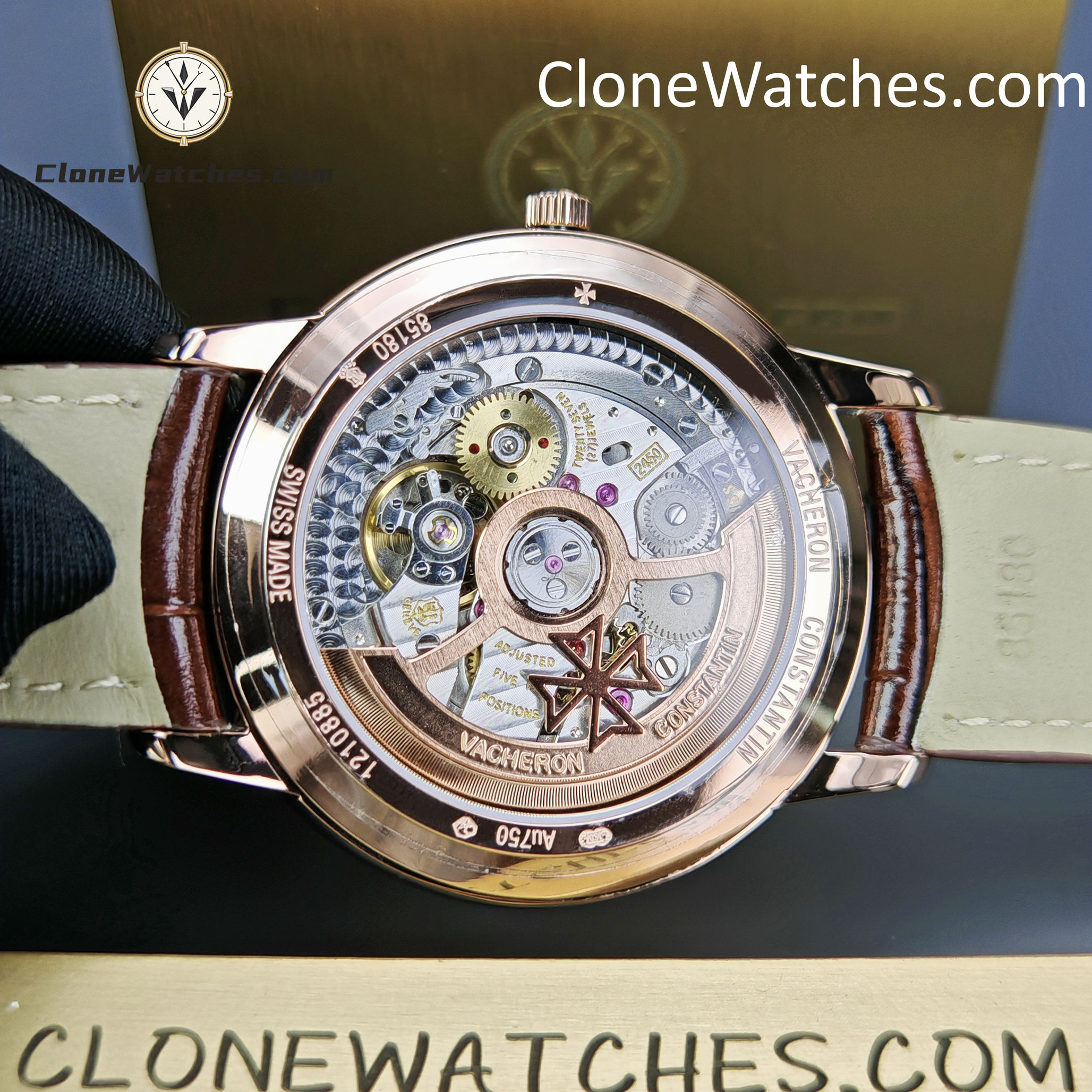 Vacheron Constantin Super Clone Watches 1:1 Patrimony Rose Gold 85180/000R-9166 Black Dial