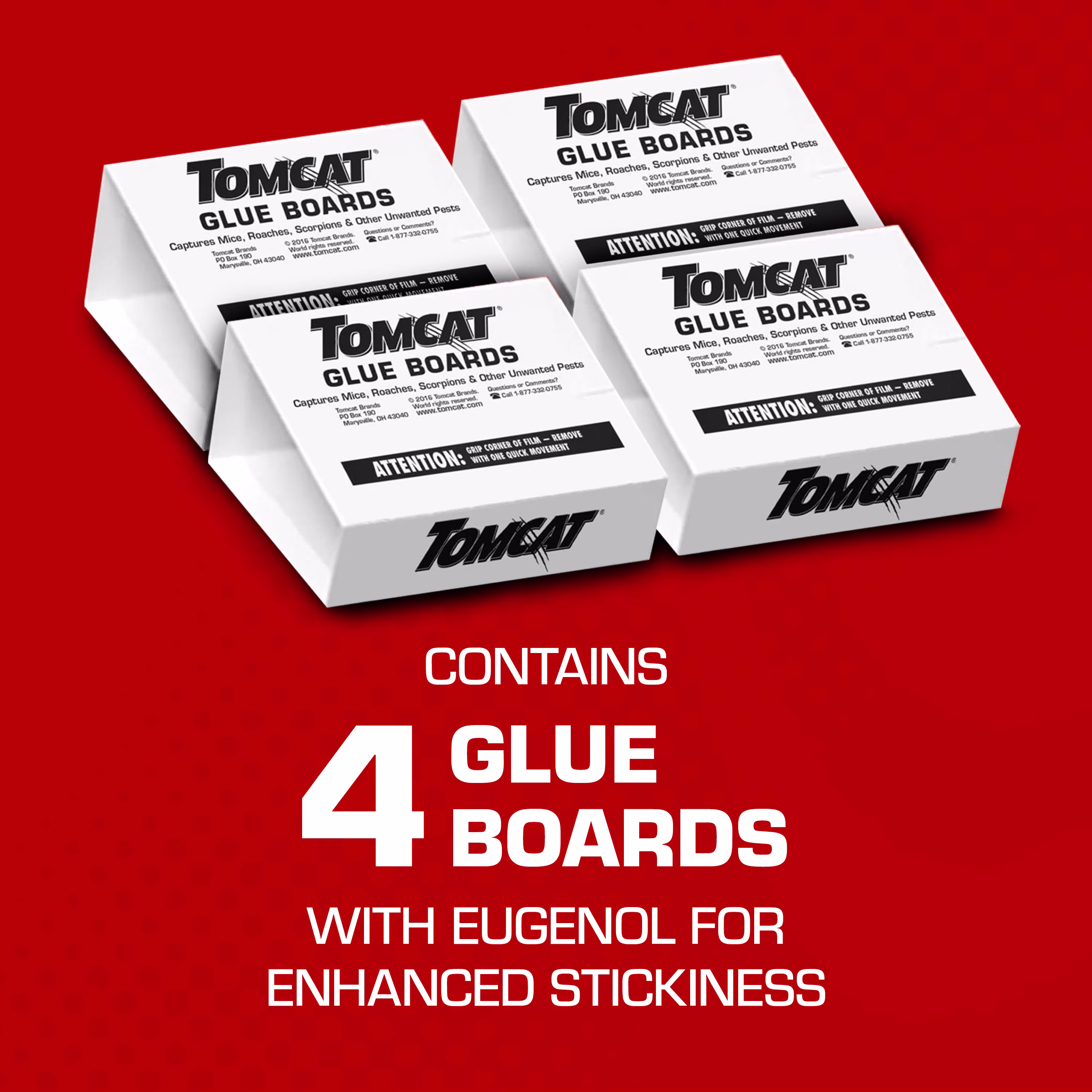 Tomcat Glue Boards, With Eugenol for Enhanced Stickiness - For Mice and Insects, 4 Traps