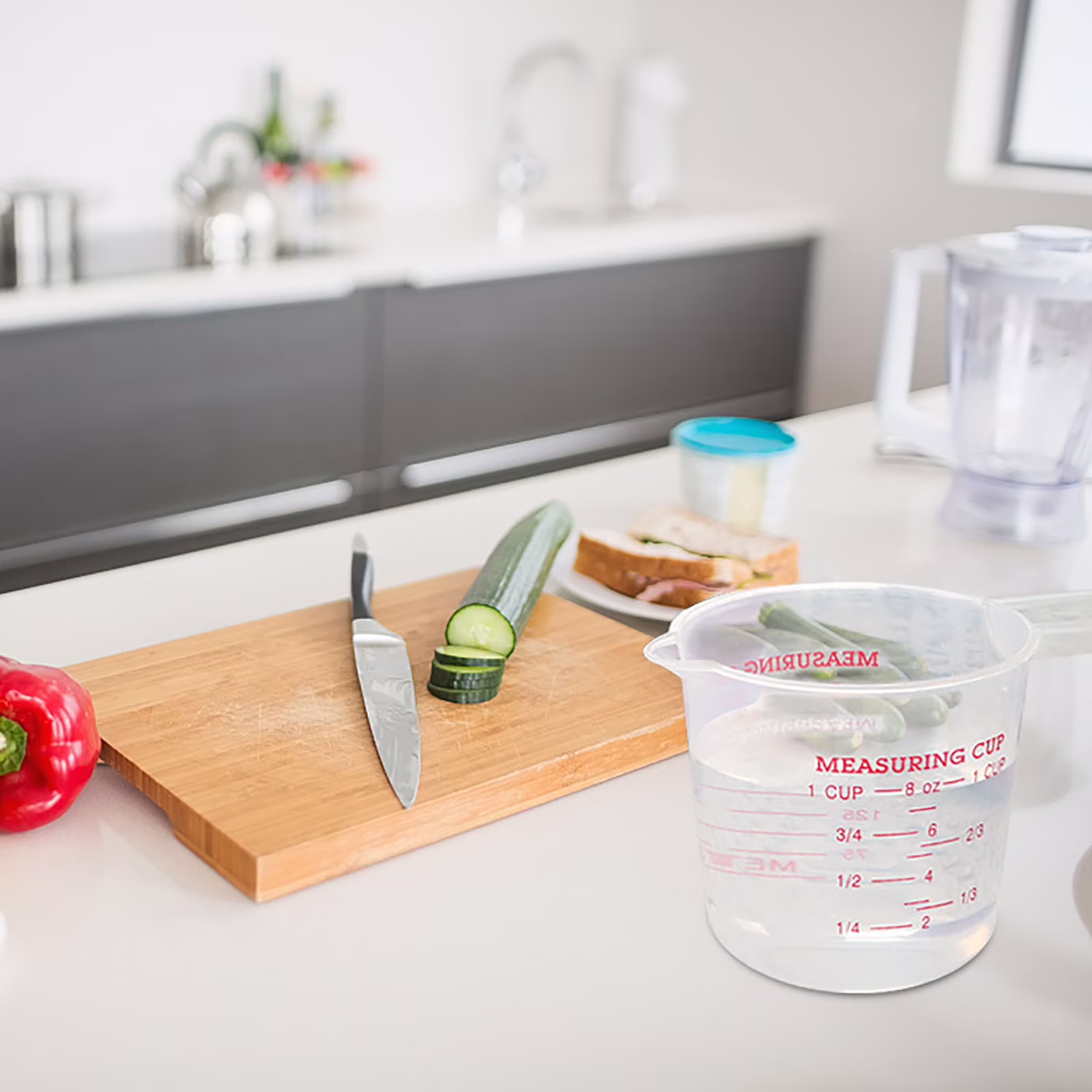 1 Pc Measuring Cup, 250Ml (1-Cup) Plastic Liquid Measuring Cups, Clear Plastic Measuring Cup with Handle - Baking, Cooking, Mixing & Measuring Cups, Essential Kitchen Tools, White