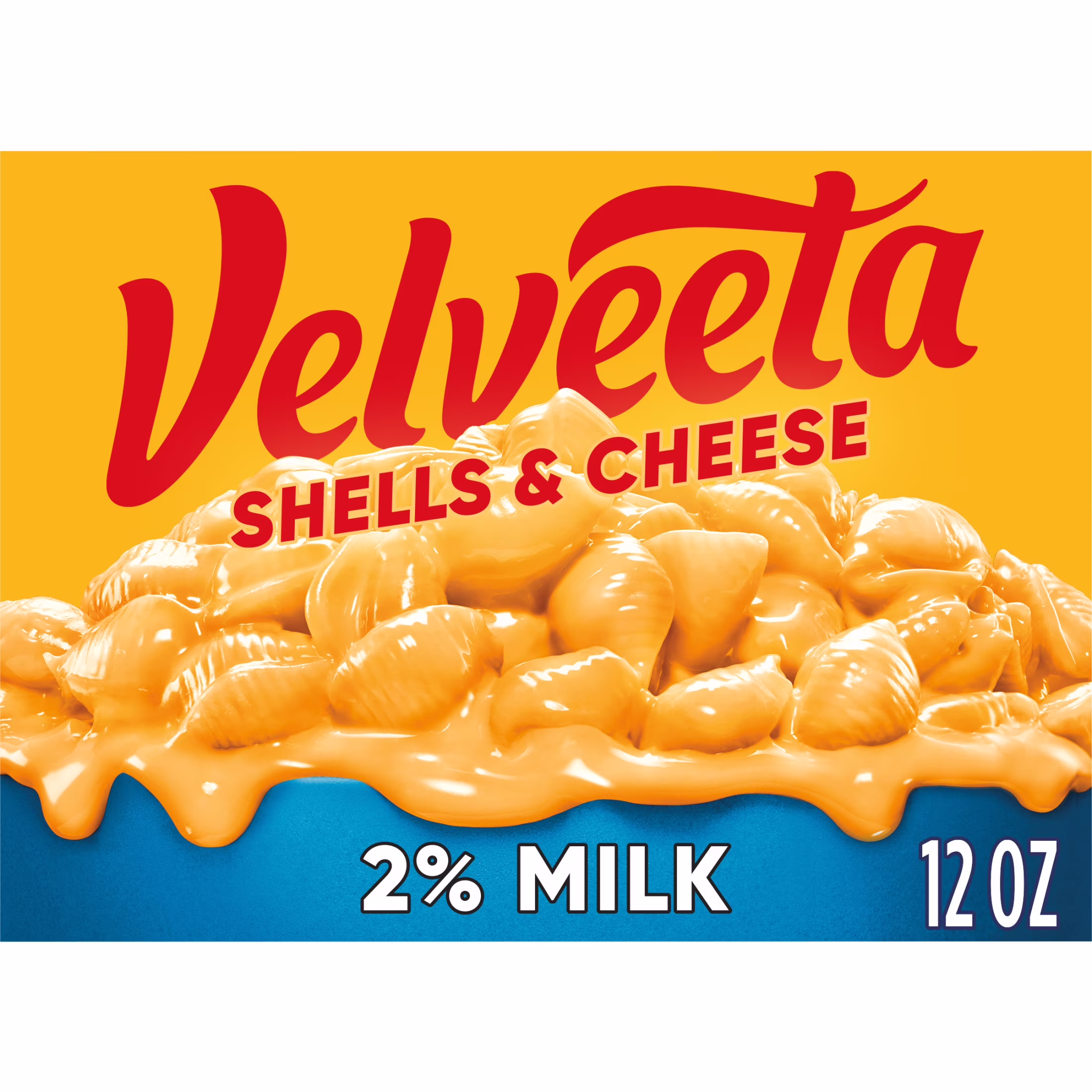 (12 pack) Velveeta Shells and Cheese Mac and Cheese, 1 Box, for Easy Dinner or Dinner Sides, with 2% Milk Cheese, Made with Real Cheese, 12 oz