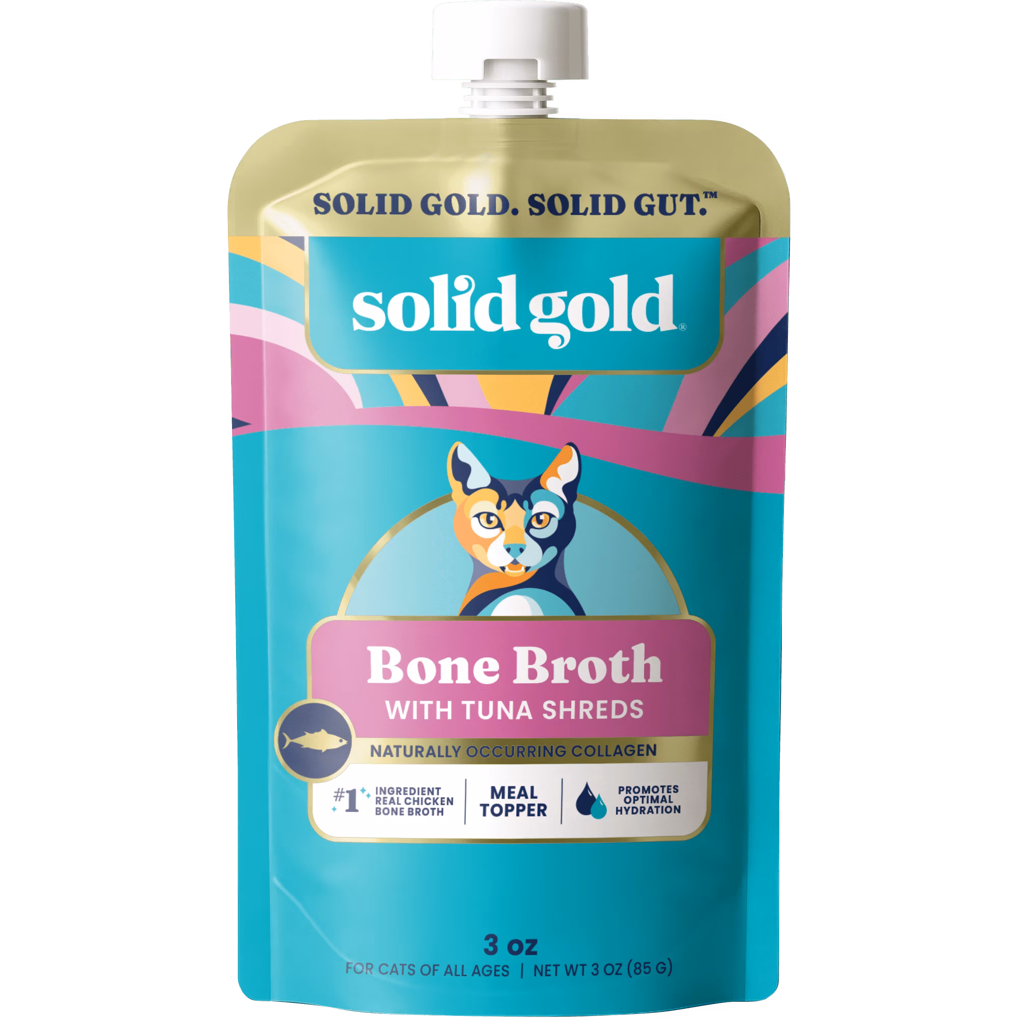 Solid Gold Bone Broth with Tuna Shreds for Cats, 3oz