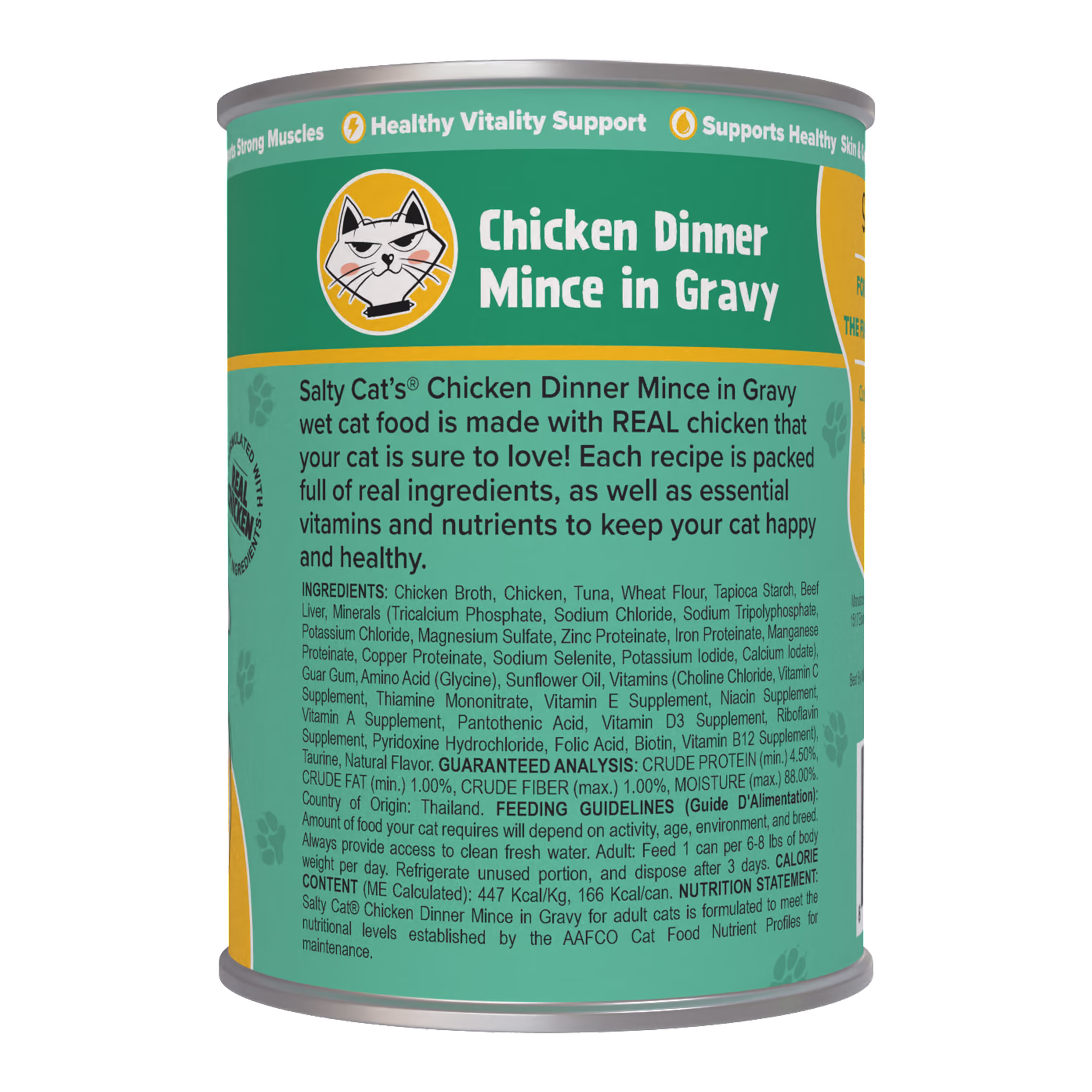(6 pack) Salty Cat Chicken Dinner Mince in Gravy Wet Cat Food, 13 oz. Can