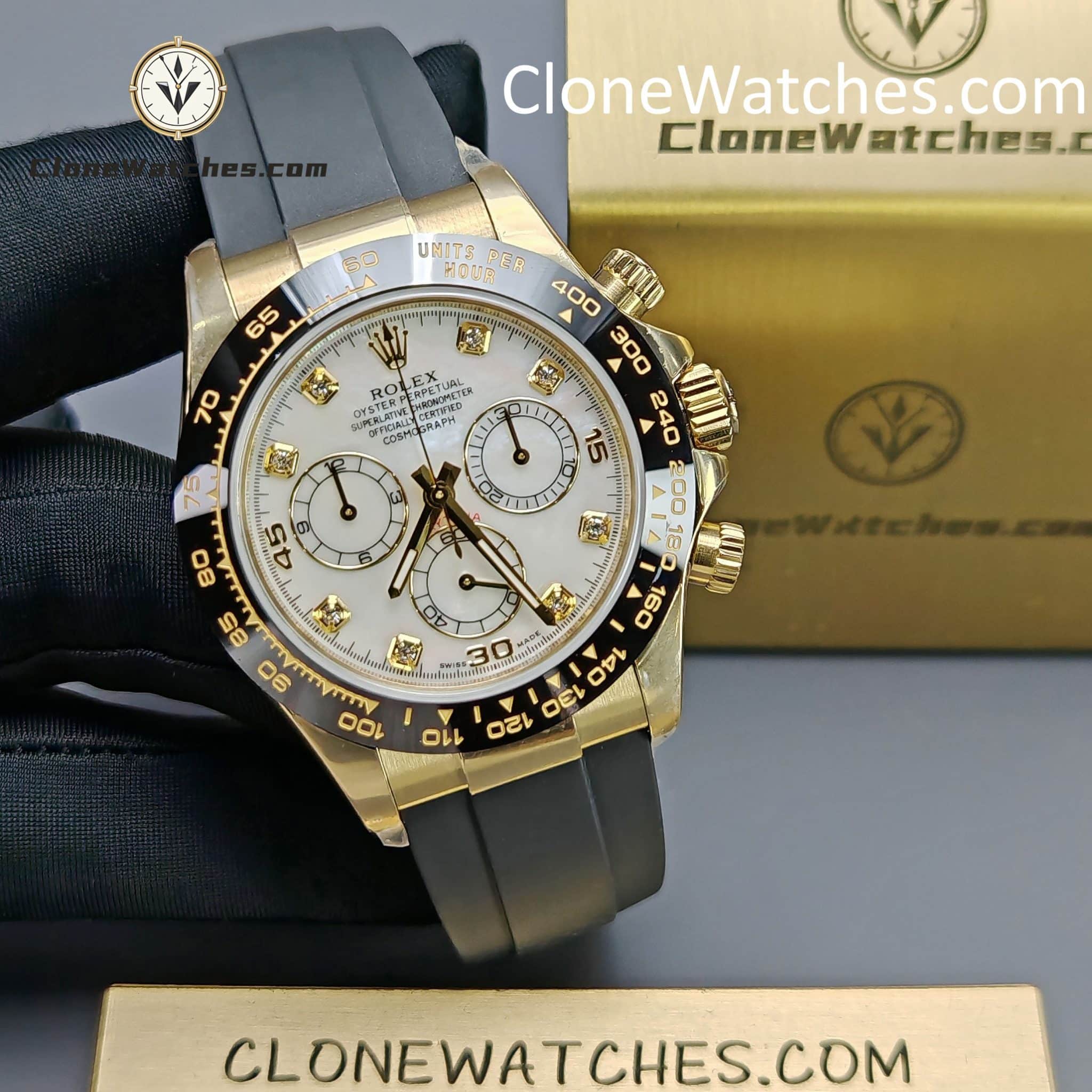 Rolex Super Clone Watches 1:1 Daytona 18K Gold White Dial m116518In-0045 4130 Movement
