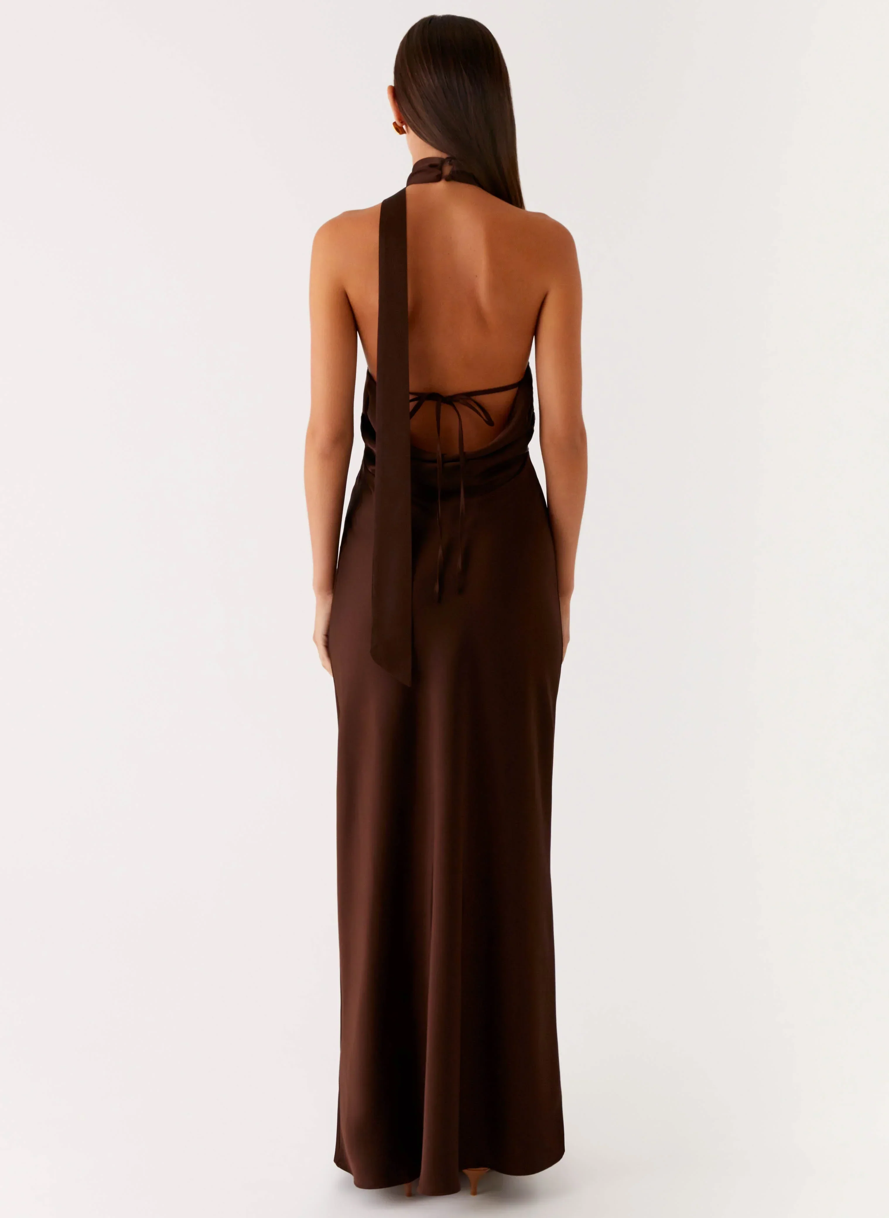 Keena Scarf Maxi Dress - Chocolate