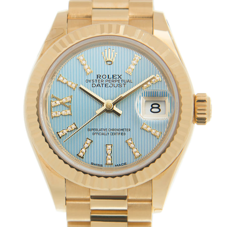 Rolex Oyster Perpetual Datejust Cornflower Blue Dial Automatic 18 Carat Yellow Gold Ladies Watch 279178CFBLSRDP（Lifetime free warranty+90-days replacement service & Refund!.）