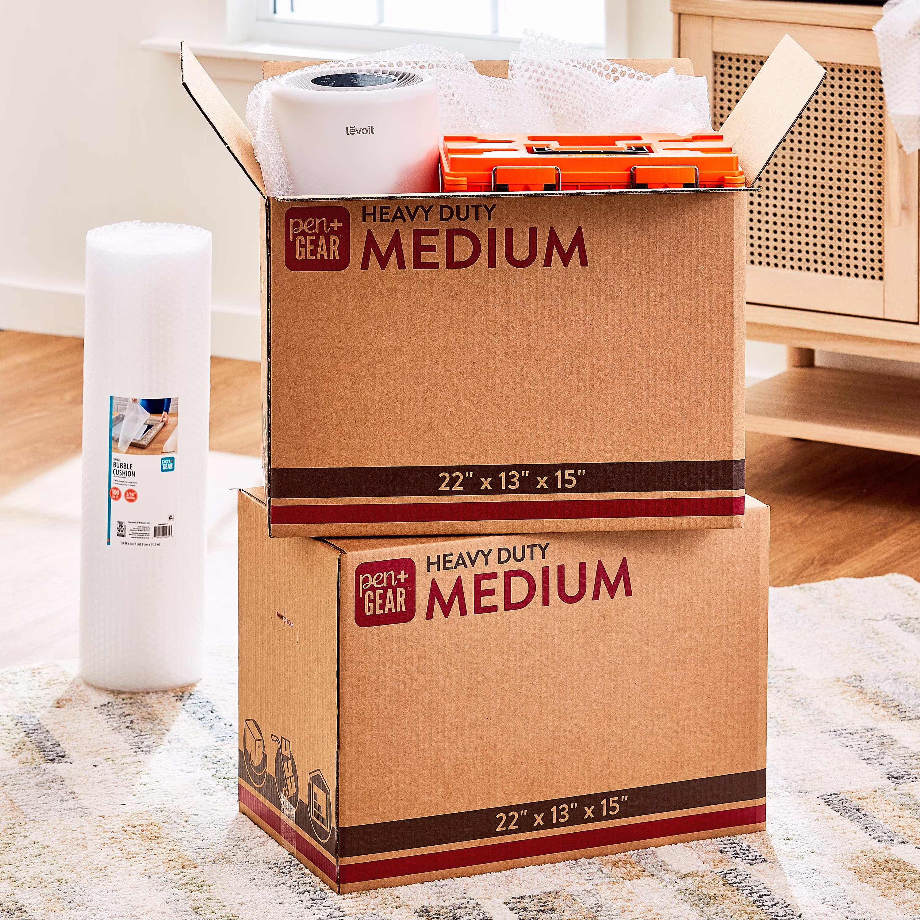 (10 pack) Pen+Gear Medium Heavy Duty Kraft Moving Boxes, 22 Inches x 13 Inches x 15 Inches