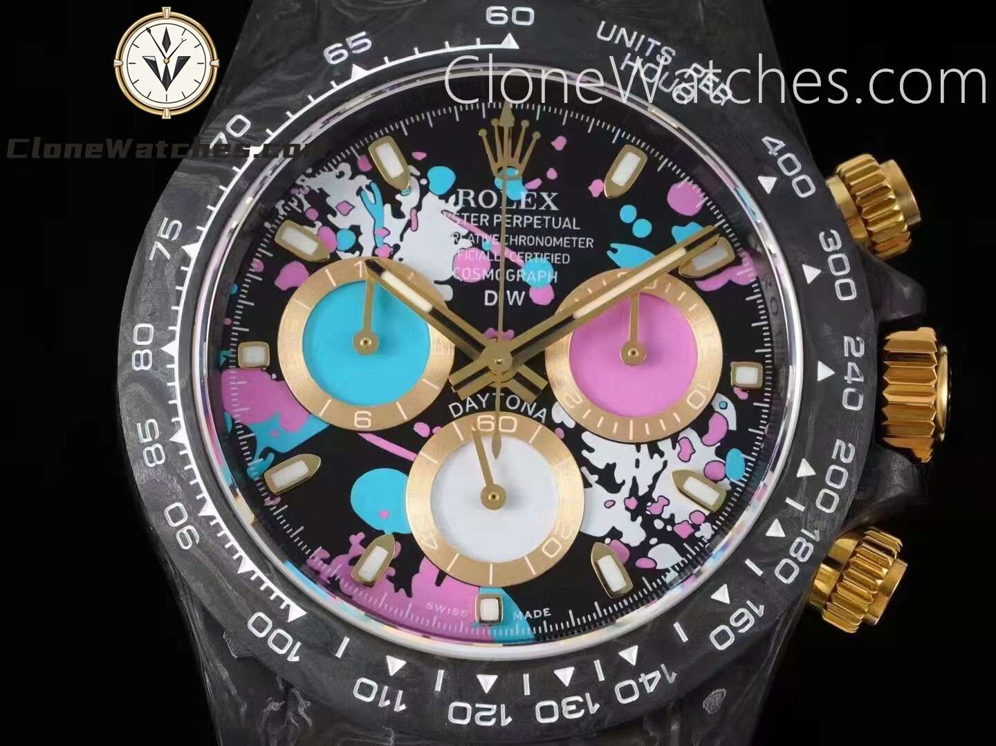 Modified Super Clone Watches 1:1 DiW Rolex Daytona NTPT Carbon “MOTLEY LADY UNIQUE”