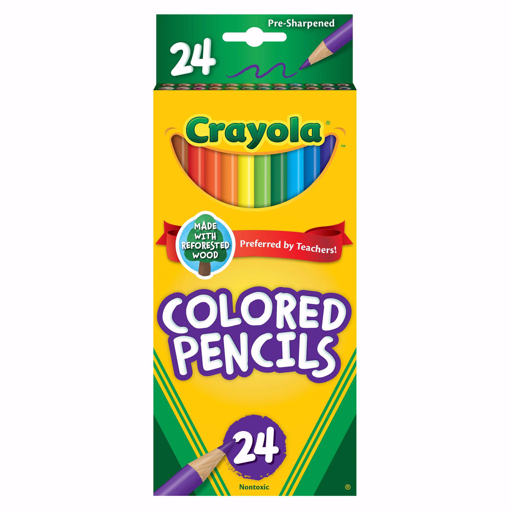 Crayola Colored Pencils, Back to School Supplies for Kids, Teacher Supplies, Pre-sharpened, 24 Ct