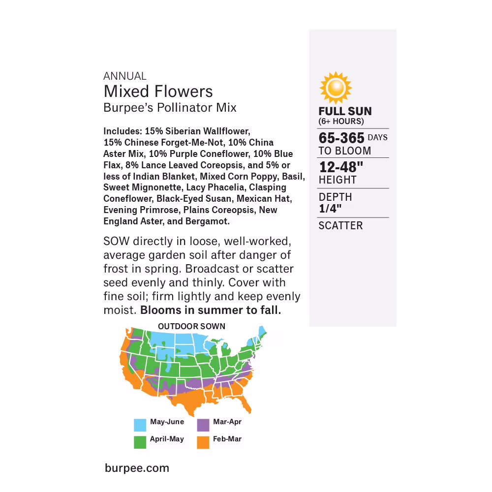Burpee Burpee's Pollinator Mix Mixed Flower Seed, 1-Pack