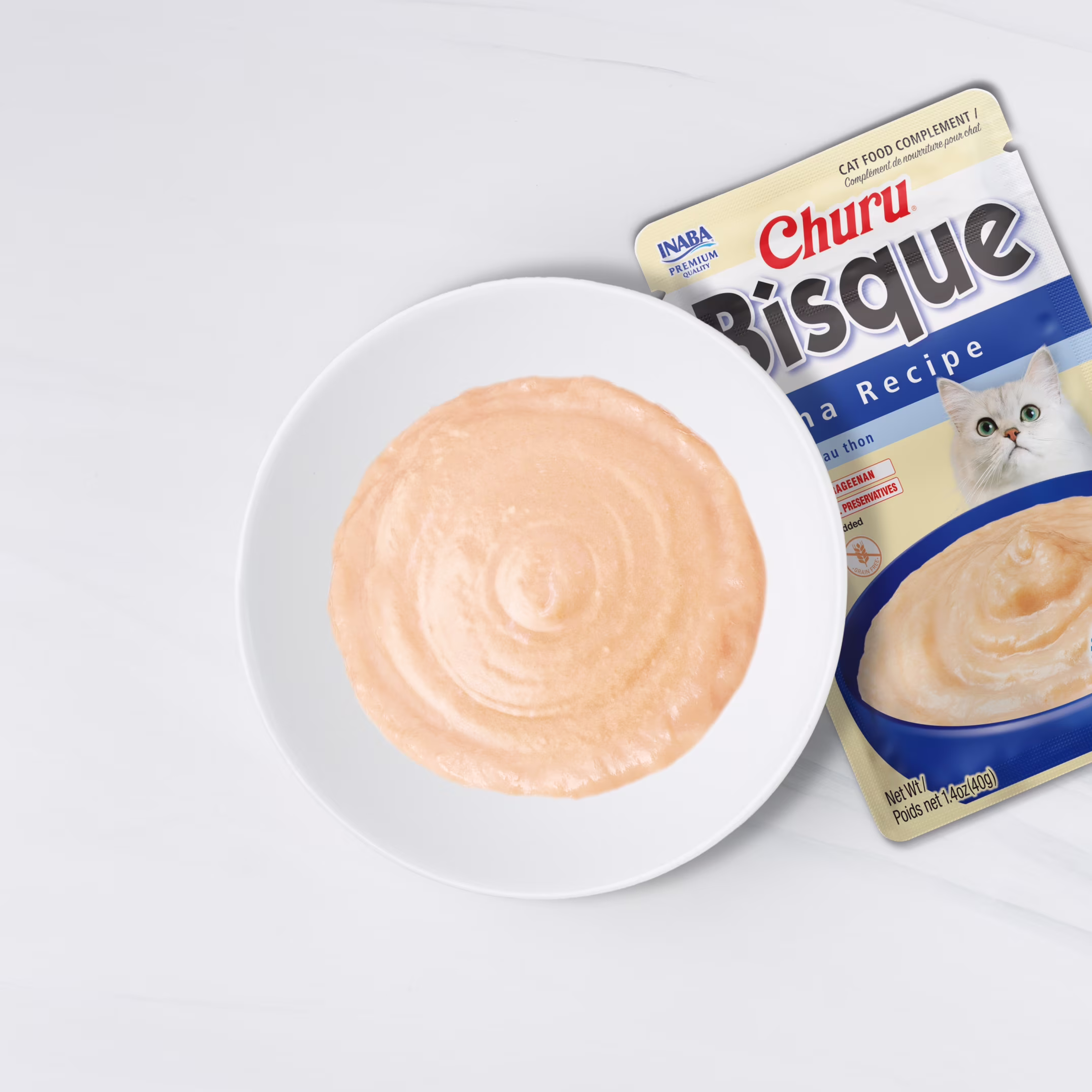 INABA Churu Bisque Lickable Wet Cat Topper, 1.4 oz Pouch, Tuna