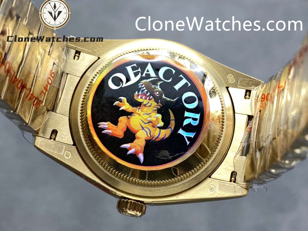 Rolex Super Clone Watches 1:1 Day Date 18K Gold Gradient Green Diamond Dial 36mm m128238-0069 3255 Movement