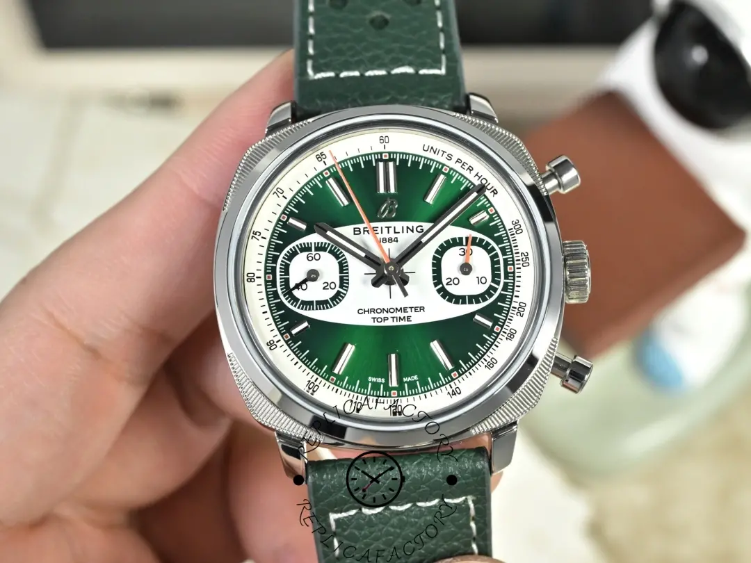 Breitling Top Time B01 Racing Green Dial AB01771A1L1X1 Replica 38mm Leather Watch