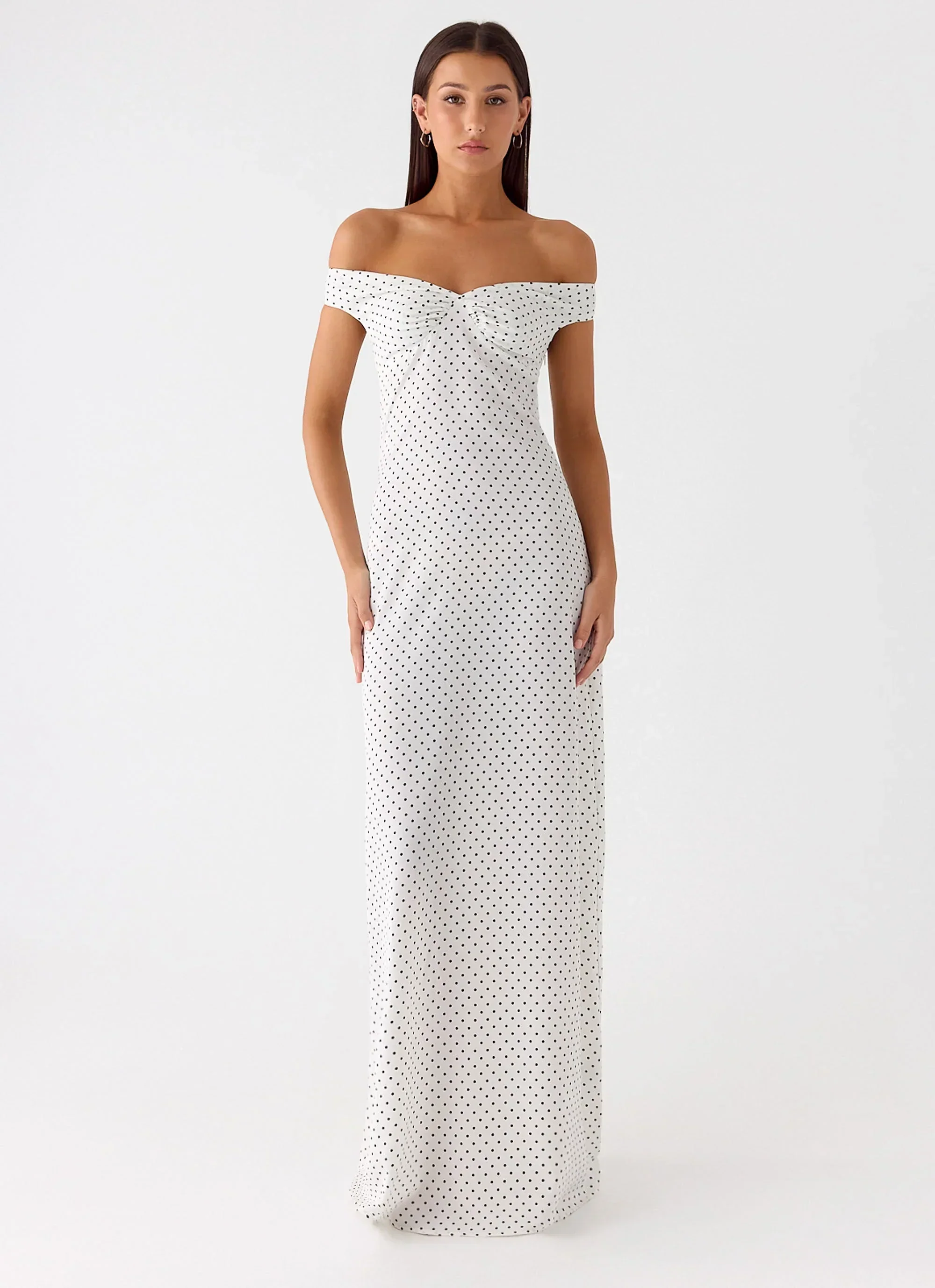 Melany Maxi Dress - White Polkadot
