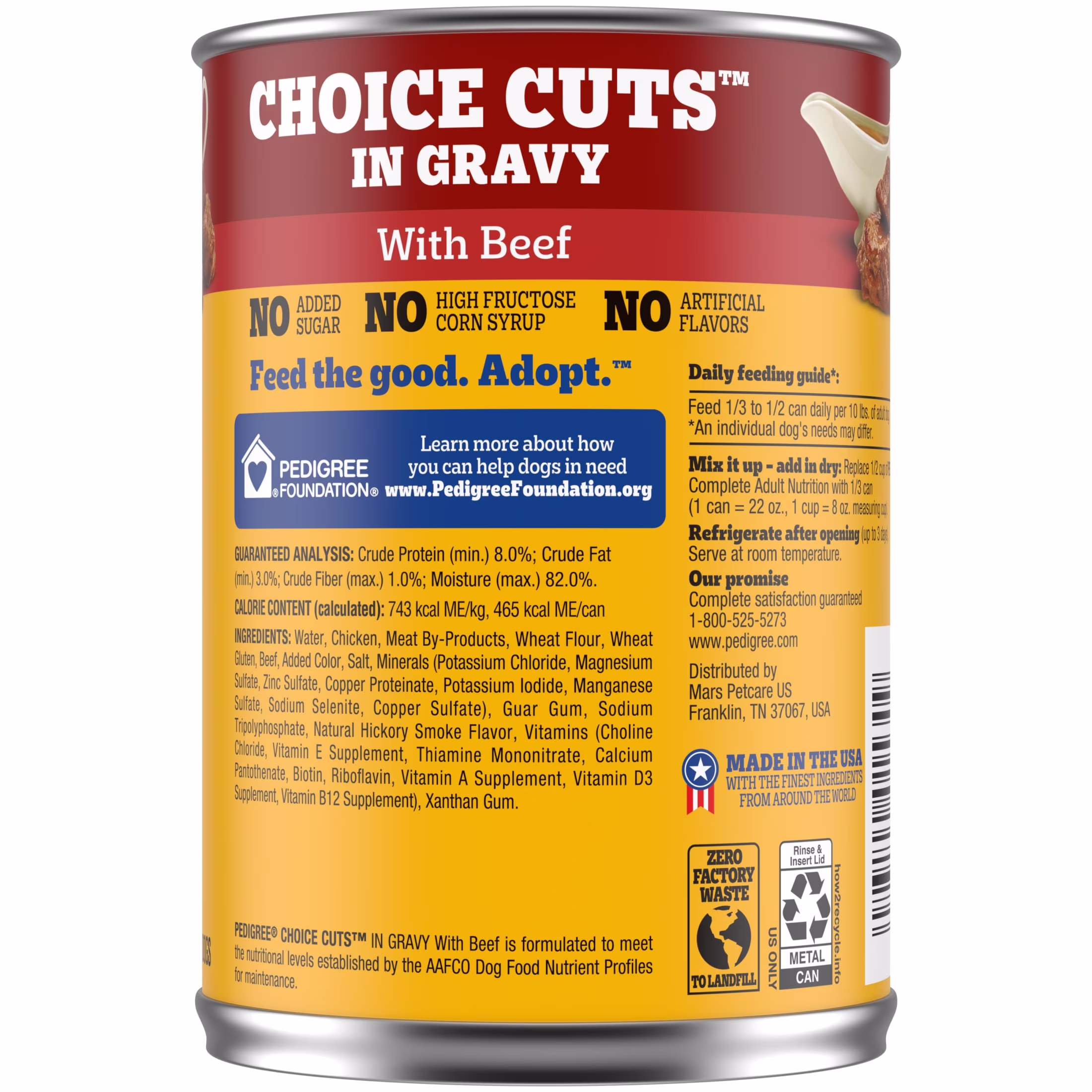Pedigree Choice Cuts In Gravy With Beef Adult Canned Soft Wet Dog Food, 22 Oz. Can