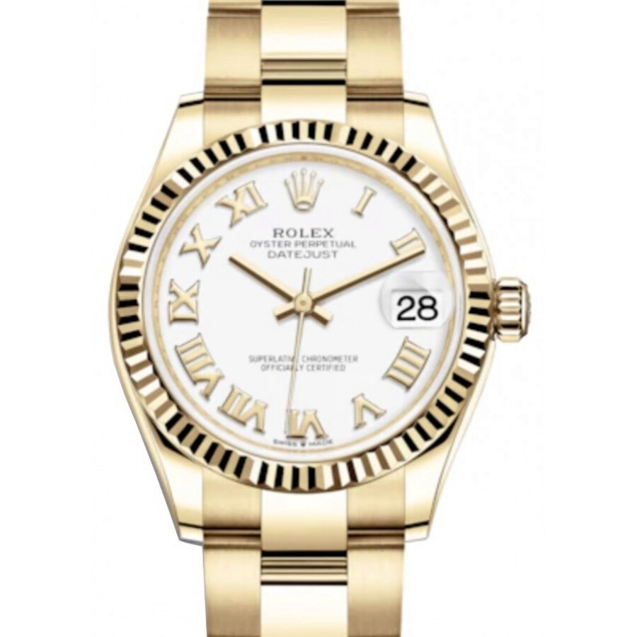 Rolex Datejust 31 White Dial Ladies 18kt Yellow Gold Oyster Watch 278278WRO（Lifetime free warranty+90-days replacement service & Refund!.）