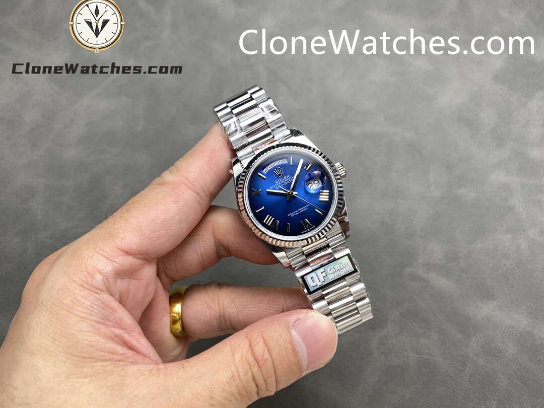 Rolex Super Clone Watches 1:1 Day Date Gradient Blue Dial 36mm m128239-0063 3255 Movement