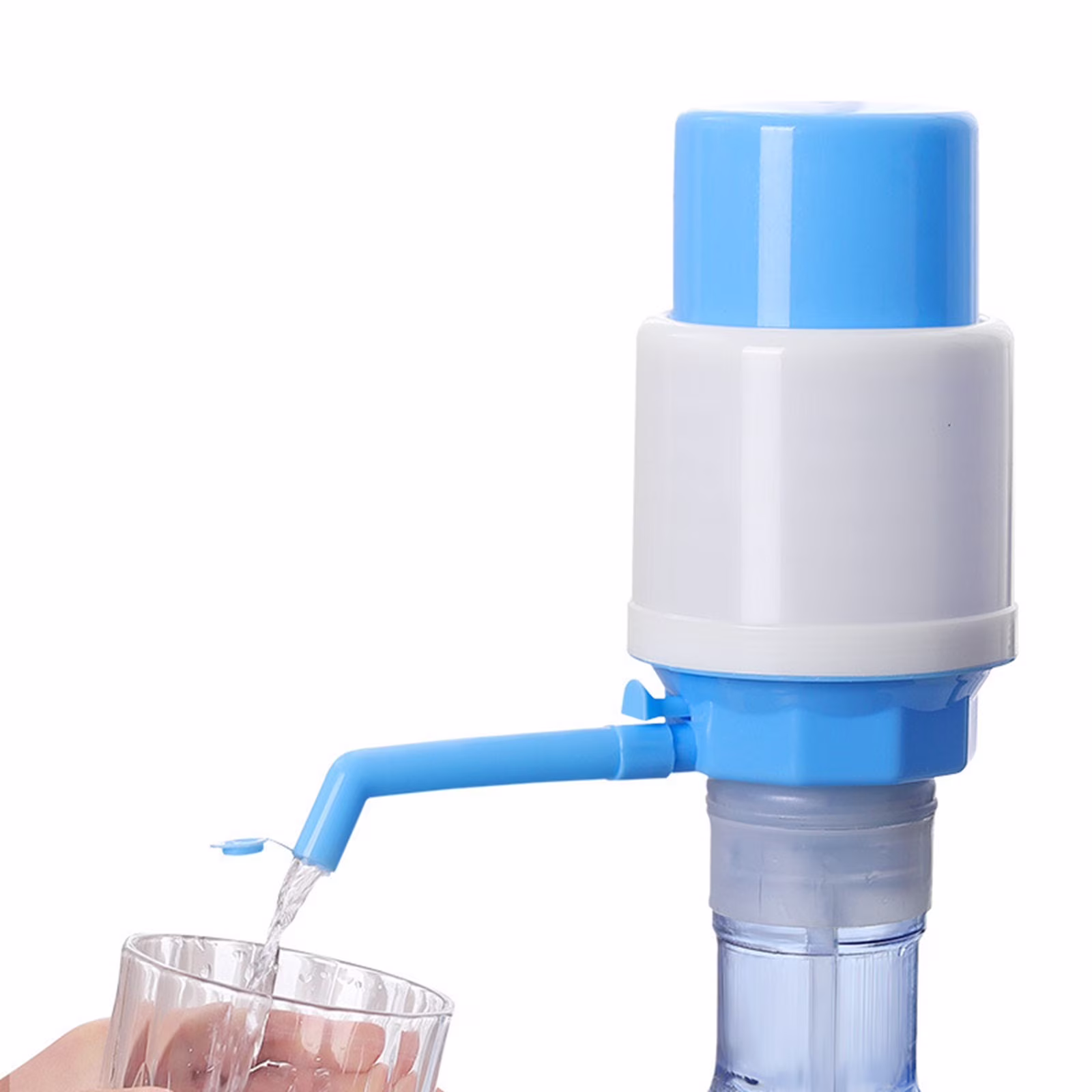 Manual Hand-Operated Water Dispenser for 5-Gallon Bottles - Portable Drinking Water Pump System for Home and Office Use - Light blue