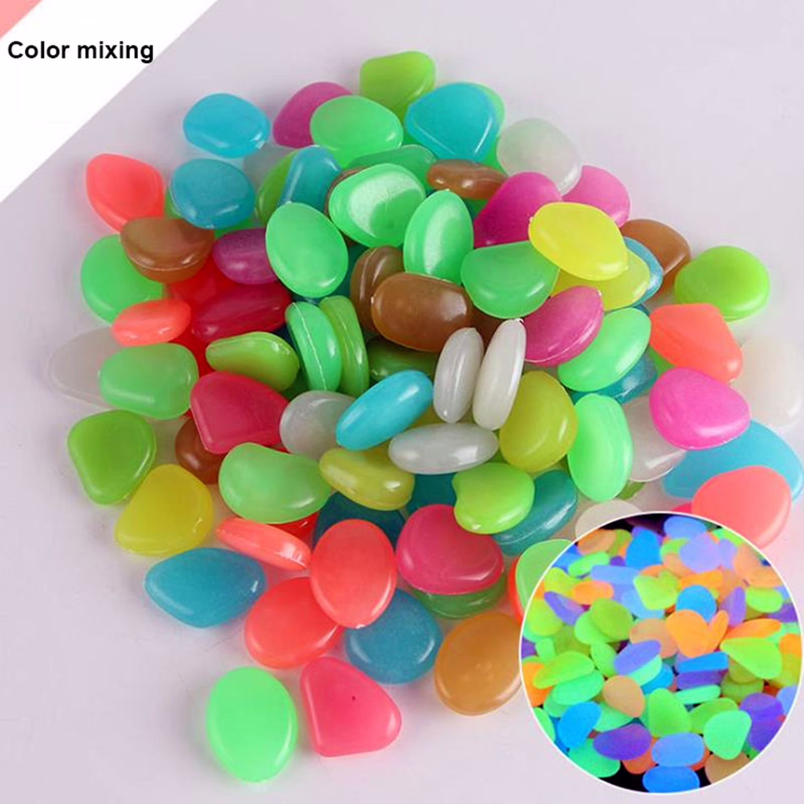 Moocorvic 20Pcs Glow in The Dark Rocks Fish Tank Decorations Tiny Home Fairy Garden Accessories for Outdoor Decor,Walkway,Luminous Pebbles Powered by Light or Solar